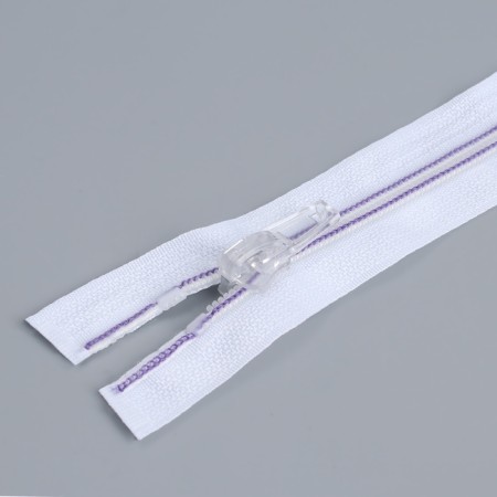 Lightning "Spiral", No. 5, detachable, castle machine, 50 cm, white/lilac color-1