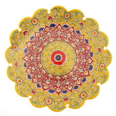 Largan Rishtan ceramics "Flowers", 41 cm, yellow mix, corrugated-4