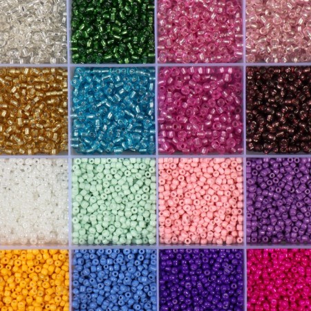 Glass beads 12/0 in the box "Bright" 24 colors 19x13.5x1.8 cm-2