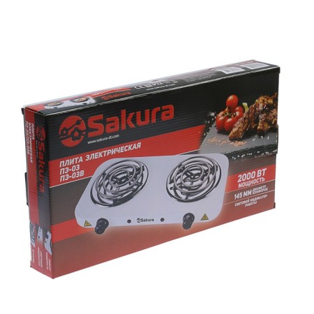 Electric tile Sakura PE-03V, 2000 W, 2 burners, black-6