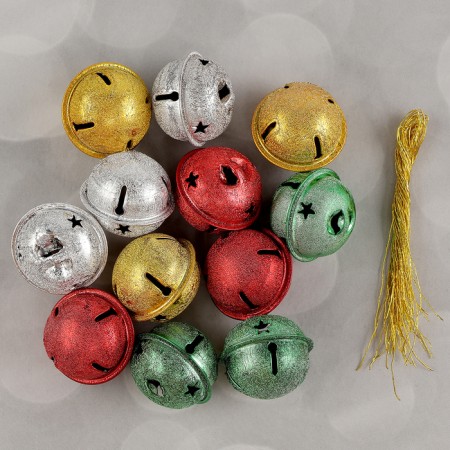 Bubenchiki, set 12 pcs., Size 1 pc: 3 × 3 cm, silver color, gold, red, green-2