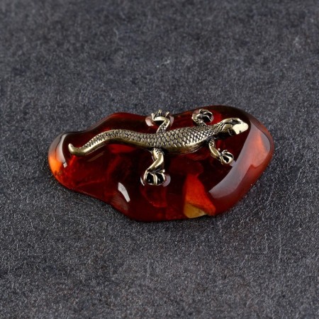 Souvenir "Lizard", brass, amber. 2.5x, 5x1 cm-2