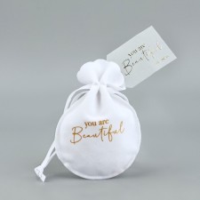 The sucker bag “You are beautiful”, beige, embossing, 9 × 12 cm