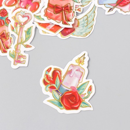Stickers for creativity "Recognition of love" embossing silver set 48 pcs 9x7x0.8 cm-2