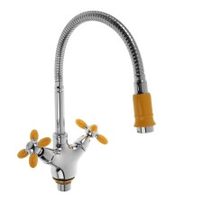 Accoona A4882H kitchen mixer, two -wound, with flexible surge, silumin, yellow/chrome