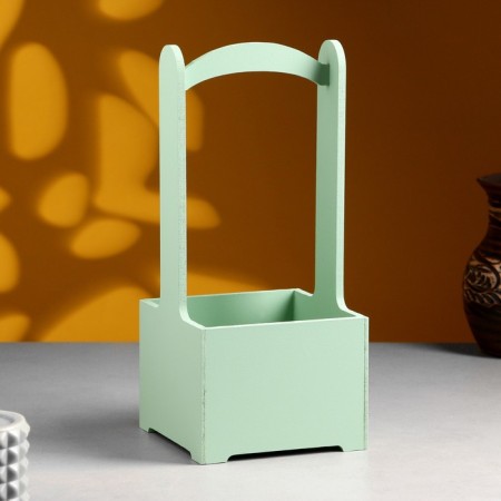 Kashpo - wooden box 13.5x13.5x30 cm olive