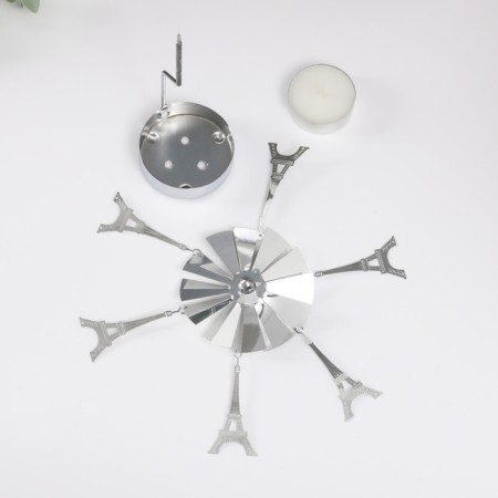 Summary Metal for 1 candle "Carousel. Paris" d = 5 cm silver 7.5x7.5x13 cm-5