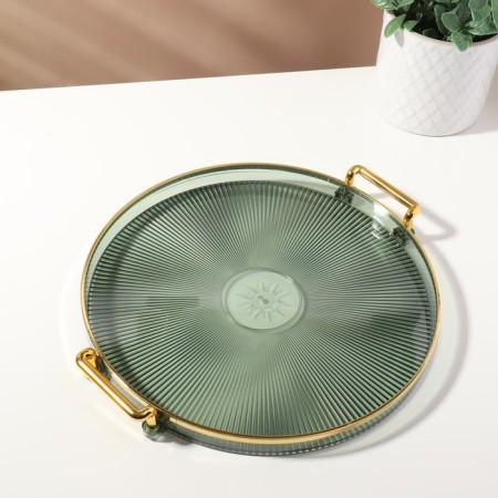 Storage for storing cosmetic supplies "Green", D - 27 x 3.4 cm, green/golden color-3