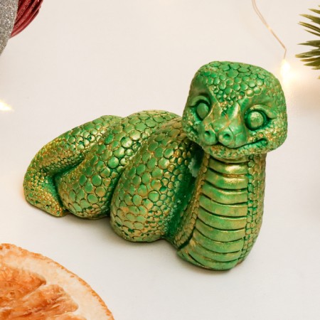 Figure "Snake Spiral" Green with gilding, 4x7x4cm-2