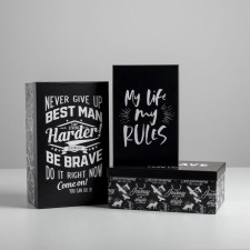 A set of boxes 3 in 1, gift packaging, “male”, 26 x 17 x 10–32.5 x 20 x 12.5 cm