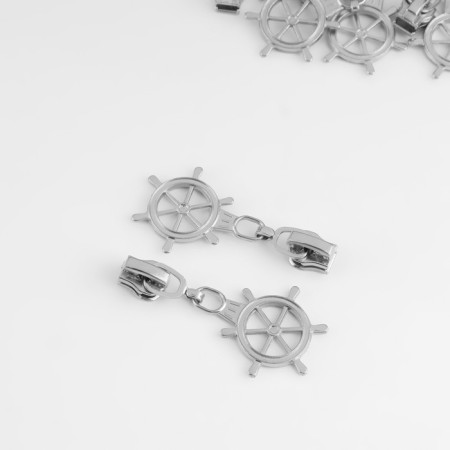 Automatic castle for metal zippers, No. 3, decorative, 10 pcs, Nickel color-1