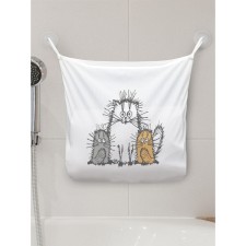 Organizer in a bathtub on suction cups “furry cats”, for storing toys and trifles, size 33x39 cm