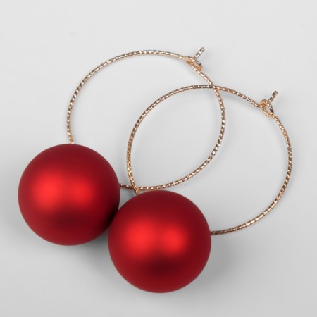 Earrings Assorted "Snowball" in the ring, the color is red in gold-2