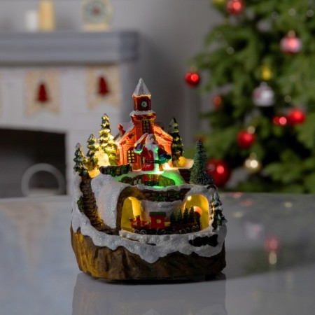 LED figure "Train and Santa Claus" 16 × 10 × 12 cm, polystone, batteries AAAX2 (not in the kit), USB, glow warm white