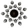 Watching clock, series: openwork, "black petals", smooth move, D-15 cm, 47 x 47 cm