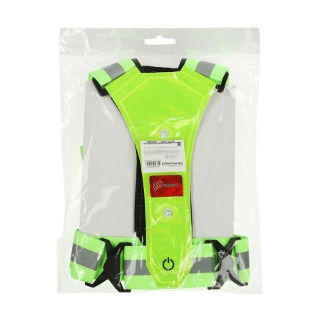 Signal vest, reflecting with adjustable size, light green, LED signal, 4 modes-6