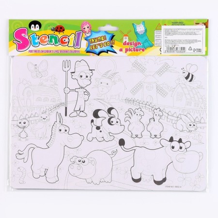 Stencil for kids "Fun Farm" with coloring-5