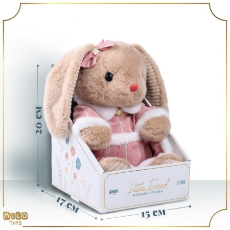 Soft toy "Little Friend", bunny in a pink dress-1