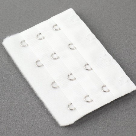 Backfill clip for a bra, 3 rows 4 hooks, 5 × 7.5 cm, 3 pcs, white/beige color/black-2