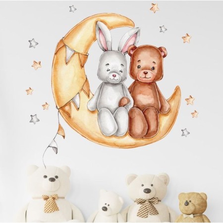 Sticker Plastic Interior color "Bunny and Bear for a month" 45x60 cm