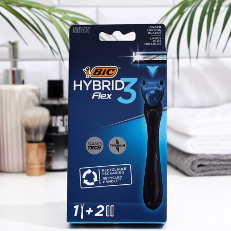 Set of BIC HYBRID 3 FLEX, shaving machine, + 2 cassettes with 3 blades-2