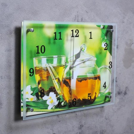 Carty clock is wall, series: kitchen, "teapot of tea", 30x40 cm-1