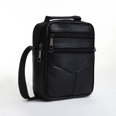 Male bag on lightning, long belt, black color