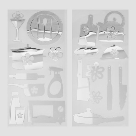 Interior mirror sticker "kitchen accessories" mix 31.5x62 cm-2