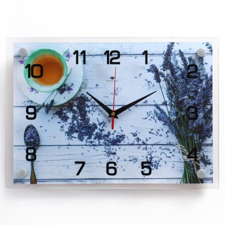 Wall clock: kitchen, "lavender tea", silent, 25 x 35 cm
