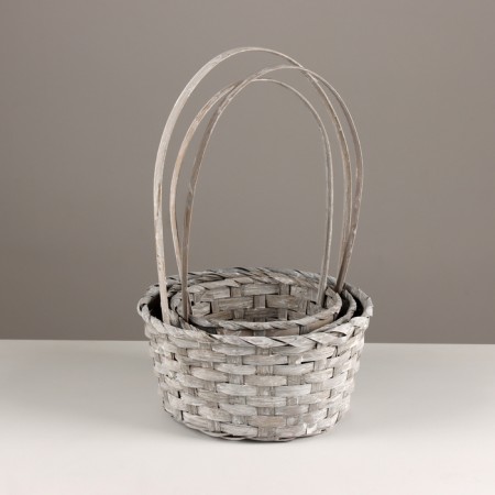 A set of baskets of 3 pcs, d21x10xh36cm, gray, bamboo-1