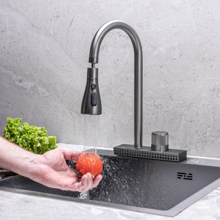 Kitchen mixer "RMS" SUS130PVD-017F-2, 35 mm cartridge, stainless steel, graphite-3