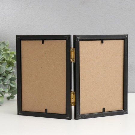 Photo frame plastic 10x15 cm, double vertical, black-2