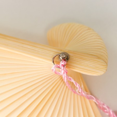 Fan bamboo, textiles h = 23 cm "boat under sakura" pink, with a brush-4