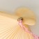 Fan bamboo, textiles h = 23 cm "boat under sakura" pink, with a brush