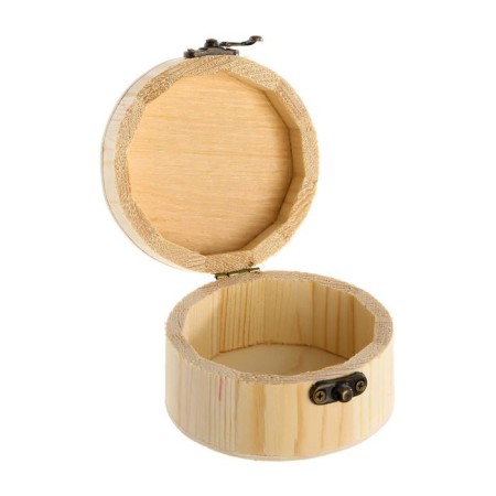 Casket wood simple round 9.2*9.2*5.2 cm-5