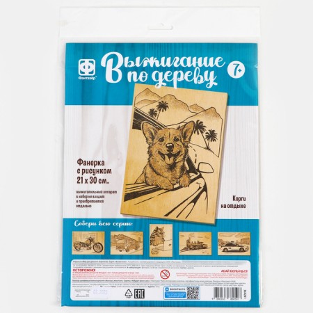 Fundamentals for burning "Corgi on vacation" 30x21 cm-3