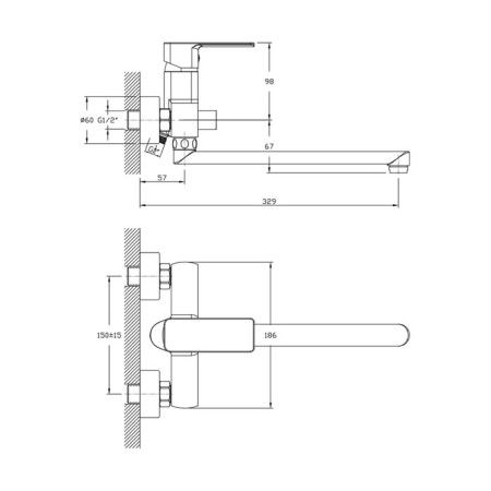 Decoroom DR20043 bath mixer, single -leaf, pouring 272 mm, watering can, chrome-1