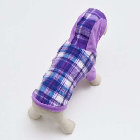 Sweatshirt with a hood for dogs, size L, lilac cage (DS 31, Osh 44, OG 50 cm)-3
