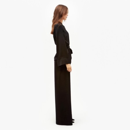 Women's costume (jacket, trousers) minku: Silk pleasure color black, size 48-1