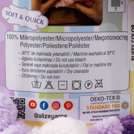 Yarn "Puffy Color" 100 % micropoliester 9m/100g (6305)-3