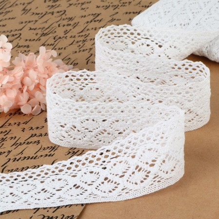 Knitted lace, 50 mm × 10 ± 1 m, white color