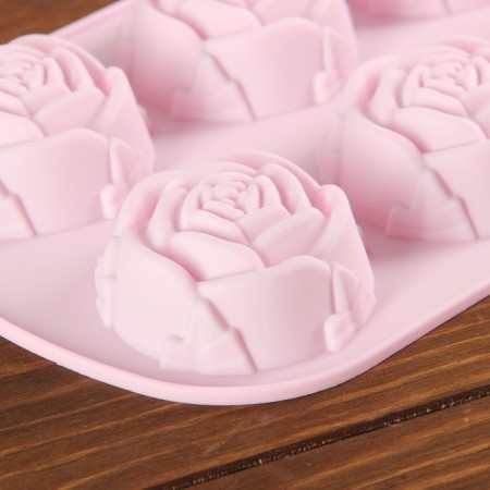 Baking uniform “Rose”, silicone, 25.5 × 17.5 cm, 6 cells, pink color-5