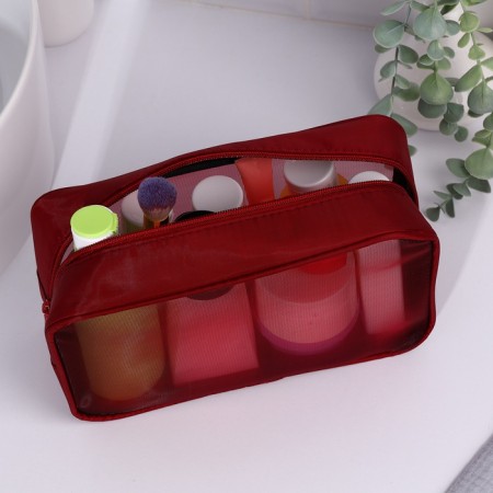 Cosmetic bag with lightning, burgundy color-3