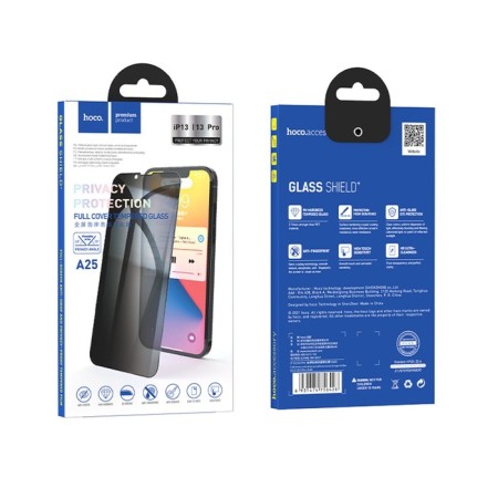 Hoco A25 Protective Glass, for iPhone 13/13 Pro, anti -spy, anti -print, black frame-8
