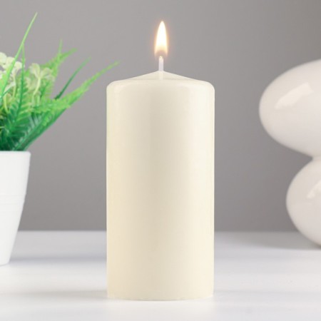 Candle - Aromatic cylinder "Vanilla", 6x12.5 cm, 35 hours, 283 g, beige