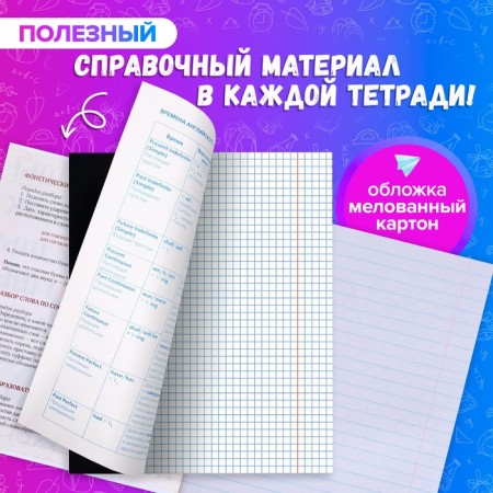 A set of subject notebooks of 48 sheets, an anime comic book, 12 items, with reference material, covered cardboard, Uf-lak (full), OFSET block-1