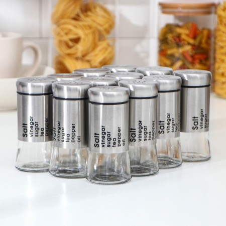A set of containers for spices from glass "Style", 170 ml, 5.5 × 11 cm, 12 pcs