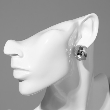 Earrings Metal "Discus-Shar" Sphere, Color silver-2