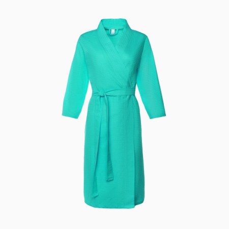 Women's waffle robe and I am 3/4 sleeve, size 46-48, turquoise, 100% cotton, 200g/m2-4