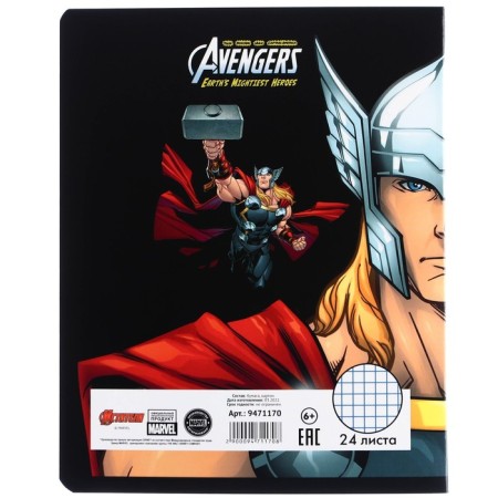 Notebook in a cage 24 sheets, 5 types of mix, partial UV-pk, cover covering cardboard, avengers-8